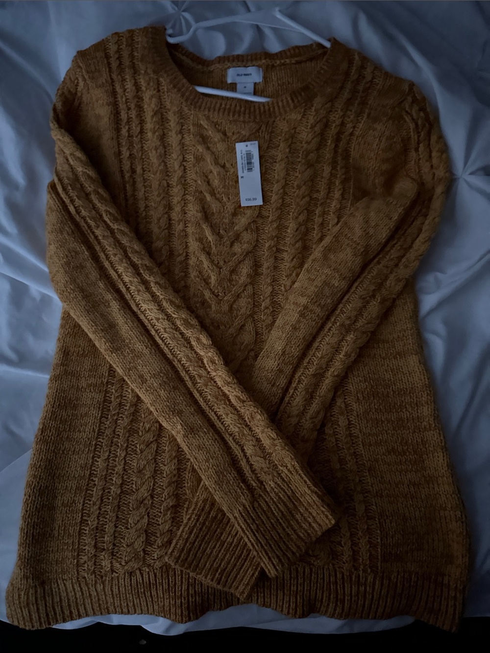 Old Navy Cable Knit Crewneck Sweater in Mustard Brown